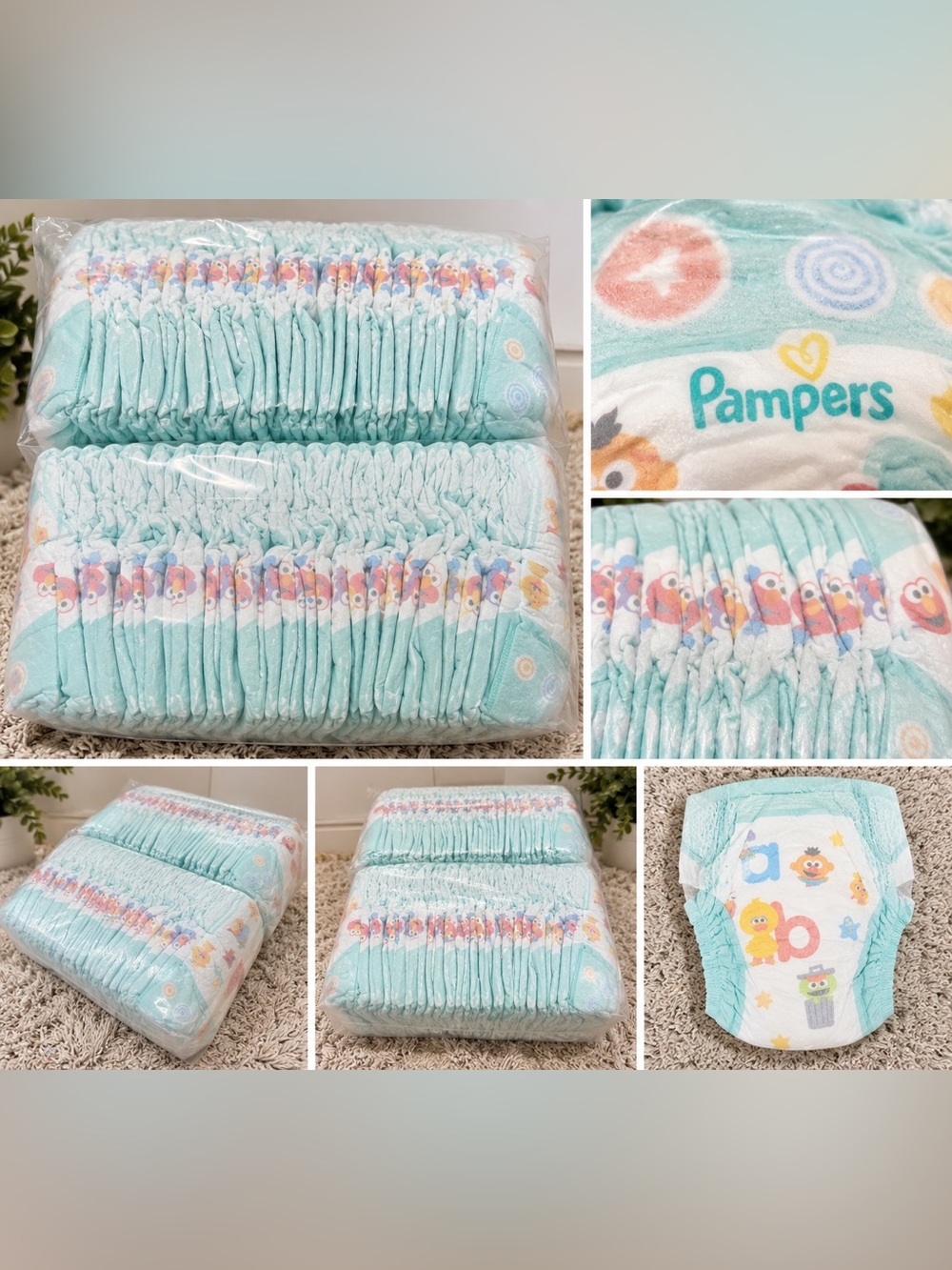 Pampers Size 4 Diapers 62 Count Sesame Street Elmo New (Sealed) Toddler / Baby